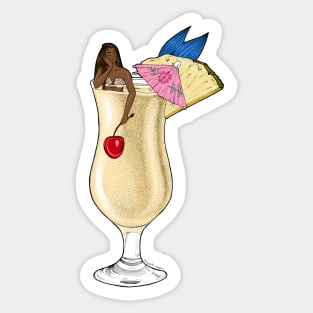 Pina Colada Mermaid Cocktail Illustration Sticker